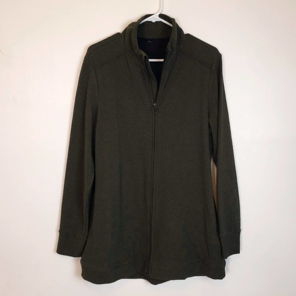 Olive Green Long Zip Lightweight Sweatshirt size L/XL - Picture 1 of 5